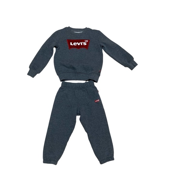 Levi's Kids Charcoal Jogger Levi’s Sweatsuit Logo Gray Red - Picture 2 of 11